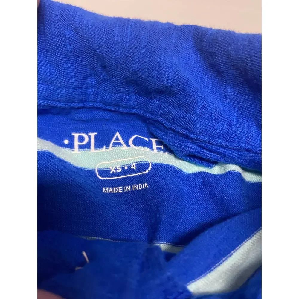 The Children's Place Boys Shirt Size XS 4 Blue Striped Polo Pique Knit